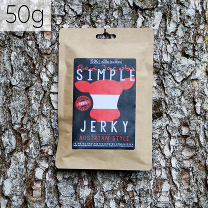 Simple Jerky - Austrian Style (50g) — Fein geräuchertes Trockenfleisch aus hochwertigem Rindfleisch.